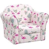 Kids Flamingo Nursery Armchair - Soft Flannel, Wooden Frame, Toddler Size