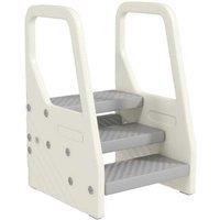 3-Step Toddler Tower with Handles & Non-slip Pads - Grey - Kids Learning Step Stool (Ages 18m+) - Montessori, Kitchen Helper, Safe Climbing