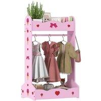 Kids Modular Clothes Rail with 2 Storage Shelves - MDF, Space-Saving Wardrobe for 3-8 Years, Hot Pink