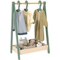 Kids Clothes Rail with 3 Hangers & Bottom Storage Shelf - Green - Child-Sized Modular Wardrobe