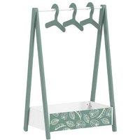 Wooden Kids Modular Clothes Rail & Storage Shelf - Leaf Theme, Compact Nursery Wardrobe