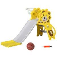 Lion-Themed Indoor Baby Slide with Basketball Hoop - Ages 18-36 Months, Fun & Safe Play