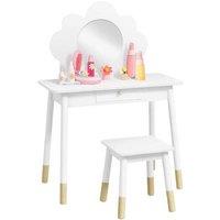White Cloud Design Kids Vanity Table & Stool - MDF, Storage Drawer, Ages 3-6