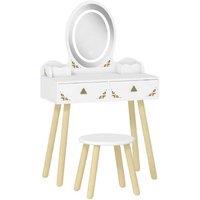 Kids Vanity Table Set with LED Mirror - Ages 3+, Creative Play, Princess Theme, White