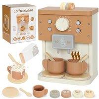 Wooden Kids Coffee Machine Pretend Play Set - Imaginative Montessori Kitchen Toy for Ages 3+