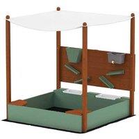 Wood Sandpit with Canopy, Storage & Water Play - Outdoor Creative Toy for Ages 3+