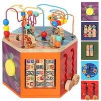 Wooden Activity Cube with Bead Maze & Shape Sorter - Educational Montessori Toy, Ages 18M+, Interactive Play, Bright Design