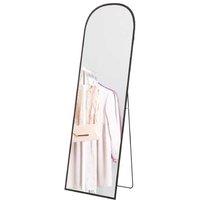 162x50cm Arched Full Length Mirror - Black Aluminium Frame, Shatterproof Glass, Modern Wall Mounted or Floor Standing