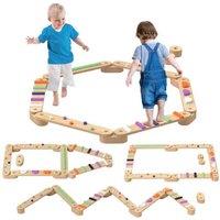 Wooden Balance Beam for Kids Ages 3-8 - Outdoor & Indoor Agility Trainer, Sensory Play, Educational Toy