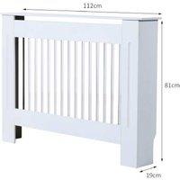 MDF Radiator Cover - White, Modern Slatted Design, 112x81x19cm, Home Maintenance Essential
