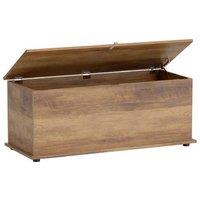 113L Grey Wood Storage Chest with Flip Lid & Safety Hinges - Large Wooden Trunk Box