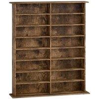 16-Compartment Modular Media Shelf - Rustic Brown Wood, Adjustable, High-Capacity, Minimalist
