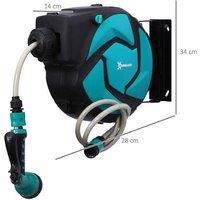 Heavy-Duty Retractable Water Hose Reel - 10m, Impact-Resistant Plastic, Multi-Pattern Nozzle