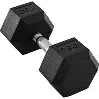 17.5KG Rubber Hex Dumbbell - Heavy-Duty Steel, Non-Roll, Commercial Grade - Single Weight for Home Gym
