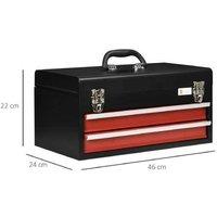 Lockable Metal Tool Chest - 2 Drawer Portable Storage Box, Industrial Steel, 14kg Capacity