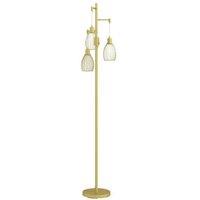 170cm Dimmable Industrial Floor Lamp with 3 Steel Lampshades - Black & Gold, E27 Bulbs