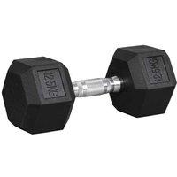 12.5KG Rubber Hex Dumbbell - Steel Core, Heavy-Duty Rubber, Compact Hand Weight for Home Gym Workouts