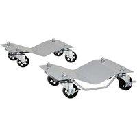 Heavy-Duty Car Wheel Dollies - 680kg Capacity, Set of 2, Anti-Slip Steel Plates with Lockable Casters