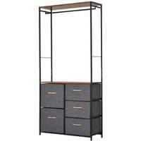 Freestanding Laundry Clothes Rack with 5 Drawers & Steel Frame - 17583cm Black Storage Organiser