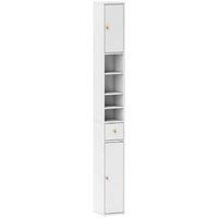 178cm Slim Tall Bathroom Storage Cabinet - White, Space-Saving Wood, Modern Minimalist