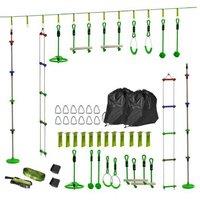 10PC Kids Outdoor Obstacle Course Slackline Kit with Bars & Swings - Ages 3+, Active Play, Garden Adventure