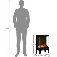 180 Electric Fireplace Stove Heater with Adjustable LED Flame - 2000W, Quiet Operation & 2 Heat Settings