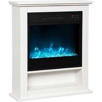 1800W Adjustable Faux Flame Electric Fireplace Heater - 9 Flame Colours, Remote Control, Timer, Quiet Operation - White