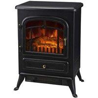 1800W Freestanding Electric Fireplace Heater with Adjustable Heat & Realistic Log Flame - Black
