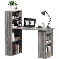 120cm Contemporary Workstation Bookcase - 6-Shelf Storage Desk, Engineered Wood, Space-Saving