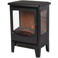 1800W Electric Fireplace Heater with Adjustable Faux Flame & Tempered Glass - Black