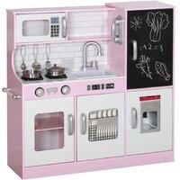 Pretend Kids Kitchen Playset - Interactive Imaginative Toy Kitchen for Ages 3+ with Phone, Stove, Sink & Chalkboard