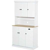 180cm Modular Kitchen Storage Cabinet - 6-Door Wood Pantry, Drawer & Open Shelf - White