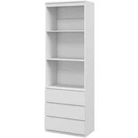 Tall Wood Bookcase with Drawers - 180cm Minimalist Storage Shelf Unit