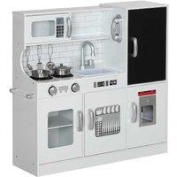 Imaginative Pretend Kitchen Playset - White Toy Kitchen for Kids Ages 3+ - Creative Roleplay, Chalkboard, Phone, Sink