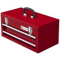 Metal Lockable Tool Chest Box with Latches - Red, 14kg Capacity, Industrial Storage