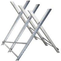 Heavy-Duty Steel Sawhorse - Foldable, Adjustable, 100kg Load Capacity - Silver