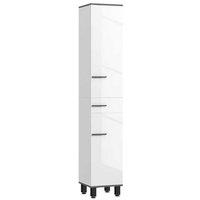 190cm Slim Modular Bathroom Storage Cabinet - White, Particleboard, Adjustable Shelves, Tall Space-Saving Design