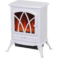 1kW-2kW Adjustable Vintage Electric Fireplace Heater - White, Thermostat & Flame Effect