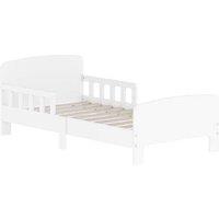White Toddler Cot Bed Frame with Side Rails - Ages 3-8 Years - Compact, Child-Safe Design