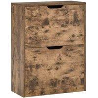 2-Drawer Rustic Wood Shoe Cabinet - Flip Door Modular Storage Shelf, Brown