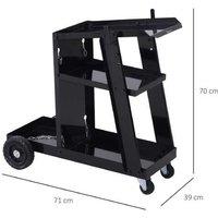 Heavy-Duty Welding Cart with Chains & Wheels - 50kg Max Load, Steel Frame, Black