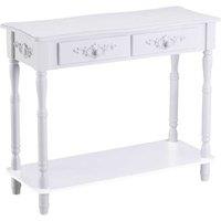 White Wooden Console Table with 2 Drawers - Sturdy Storage Solution