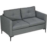 133cm Modern 2-Seater Fabric Sofa with Steel Legs - Dark Grey Loveseat