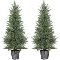 135cm UV-Resistant Faux Cypress Tree Pair in Pots - Lifelike Greenery for Gardens & Patios