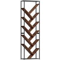 10 Shelf Industrial Metal & Wood Bookcase Storage - Space-Saving, Tall, Sturdy