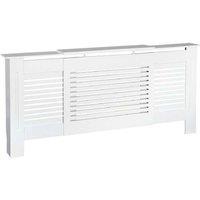 MDF Radiator Cover - Adjustable, Child & Pet Safe, White Finish, 140-204L x 21W x 83H cm