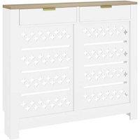 Minimal Radiator Cover with Storage Drawers - 108 x 19 cm, White, Easy Assembly