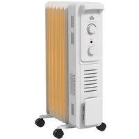 1500W Oil Filled Radiator Heater - 7 Fin, Adjustable Thermostat, Silent Operation, Portable White
