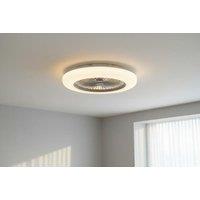 Modern Round Acrylic LED Dimmable Ceiling Fan Light w/ Remote Control