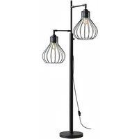 Modern Black 3-Head Industrial Mesh Floor Lamp with Adjustable Dimmer